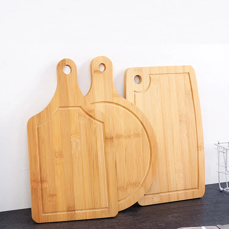 
Homemade Large Round Available Cutting Board Bamboo Wood Pizza Peel 