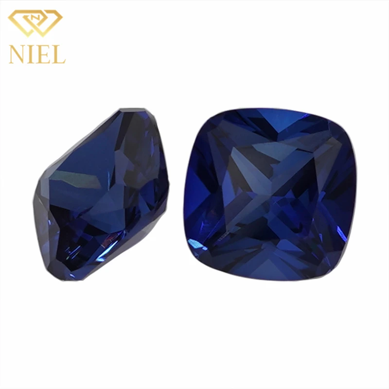 Niel gems stone prices 34# color synthetic corundum gem loose blue cushion cut stone sapphire gemstone