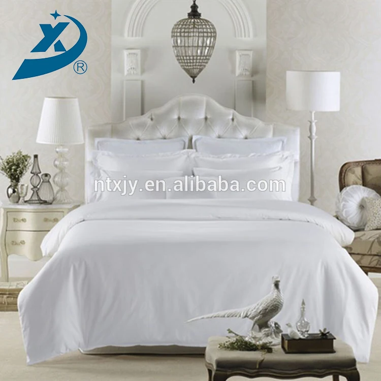 
Hot Selling White Satin Quality Jacquard Linen Fabric Bed Sheet for Hotel, Hotel White Bed Sheet 