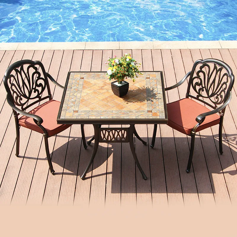 
New modern and vintage style metal outdoor furniture aluminum table chair set patio garden pool furniture leisure coffee relax 