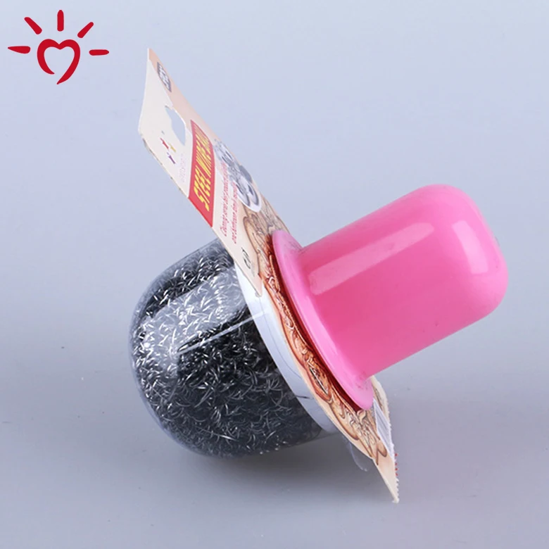 OEM handle dish steel wire ball scouring srubber kitchen washing  dish cleaning brush with handle