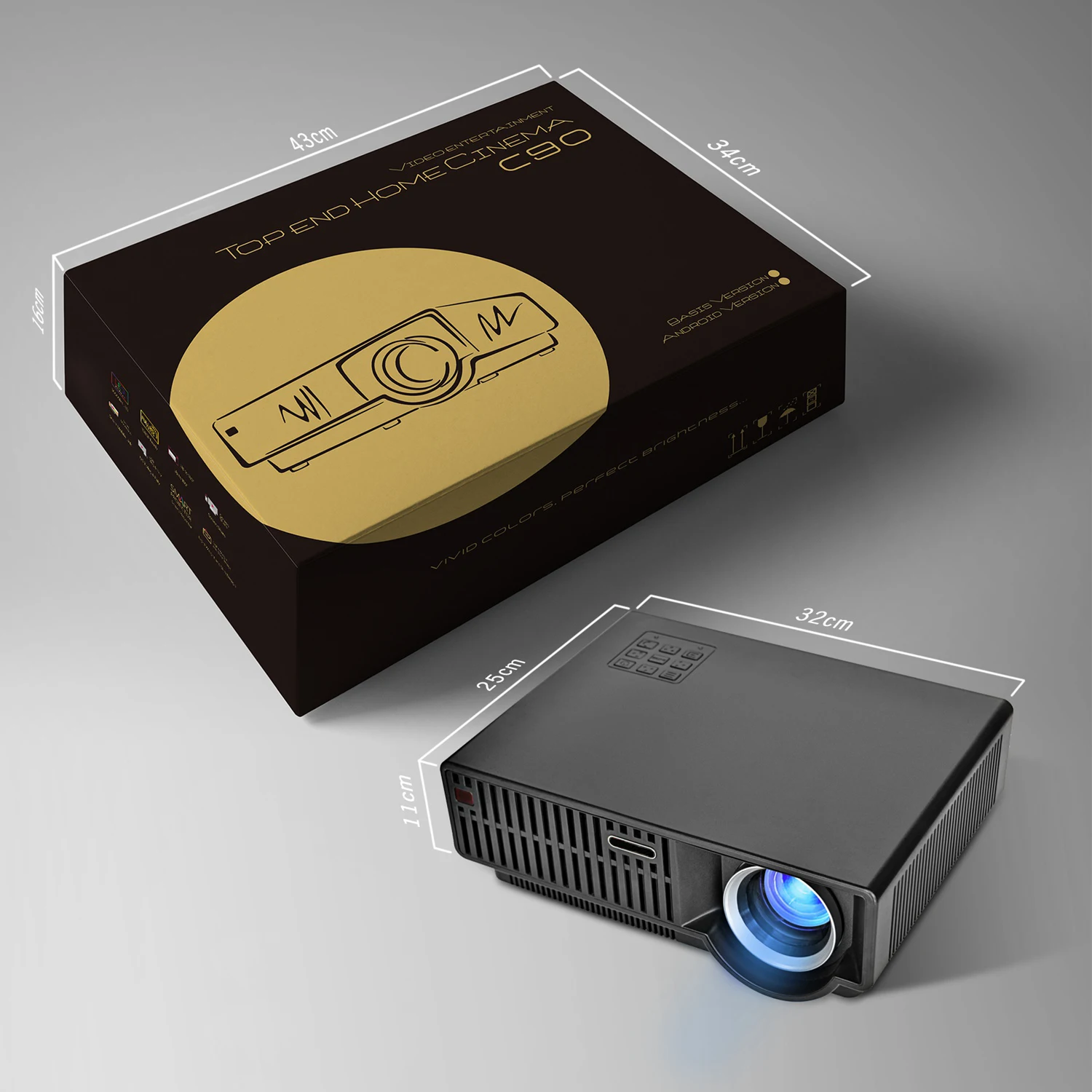 LSP Full HD Home Projector Theater Projector 3500 Lumens C90