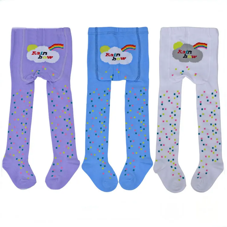 Factory custom baby winter coloured cute design kids cotton tights