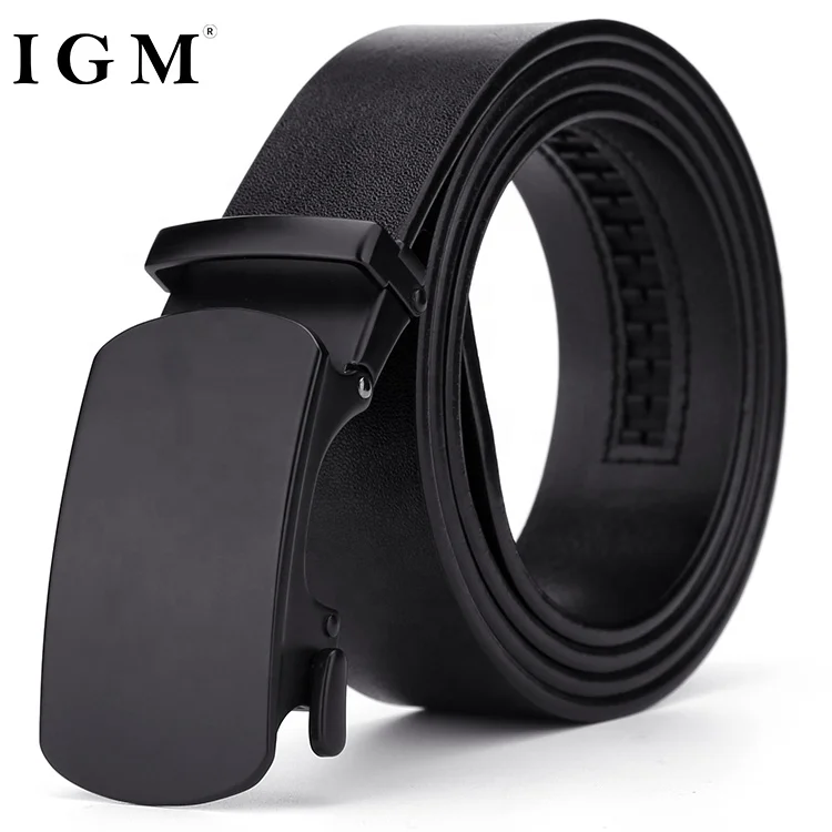 Top Brand Men Business Used Slim 100% Plain Cow Full Grain Automatic Buckle Leather Belt