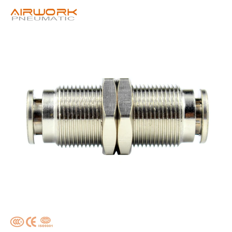 PM pneumatic brass copper bulkhead union straight quick connect air fitting connector