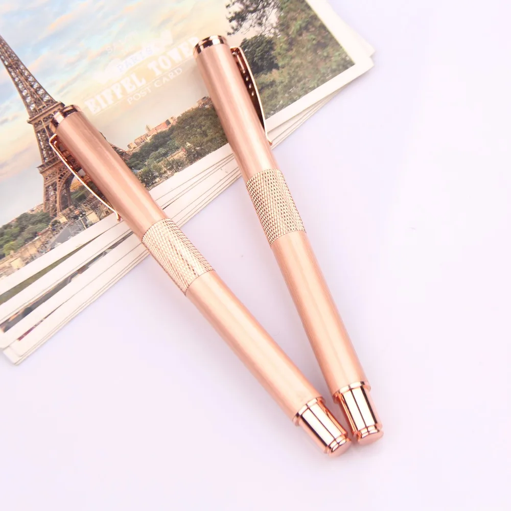 Customized logo metal pen promotional gold rose metal roller pen for wedding gift