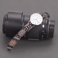 EACHE Fast Delivery 18mm 20mm 22mm Stock Wool Leather Tweed Watch Strap