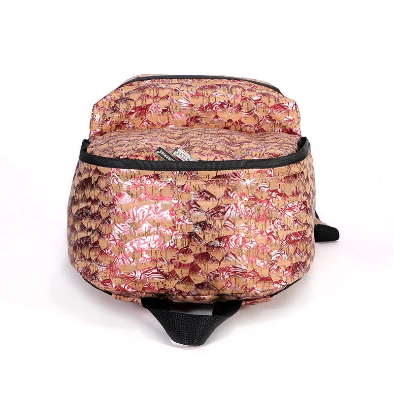 Factory custom patterns print cork small backpack 100% Eco-friendly waterproof cork daypack Lightweight cork school bag