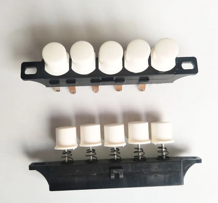 Electric fan piano switch 5 key 3 speed soldering wiring white push button keyboard mechanical switches