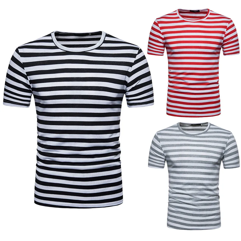 
hot sale custom wholesale blank red and black striped t shirt mens 