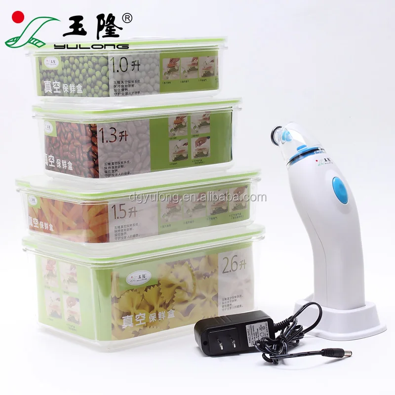 Hard to break air tight food containers lunch box with vacuum pump hand held vacuum sealer