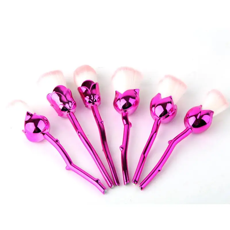 6pcs Rose Flower Makeup Brush Set for Face Powder Foundation Blush Brush Cosmetic Tools Golden Rainbow makeup brushes