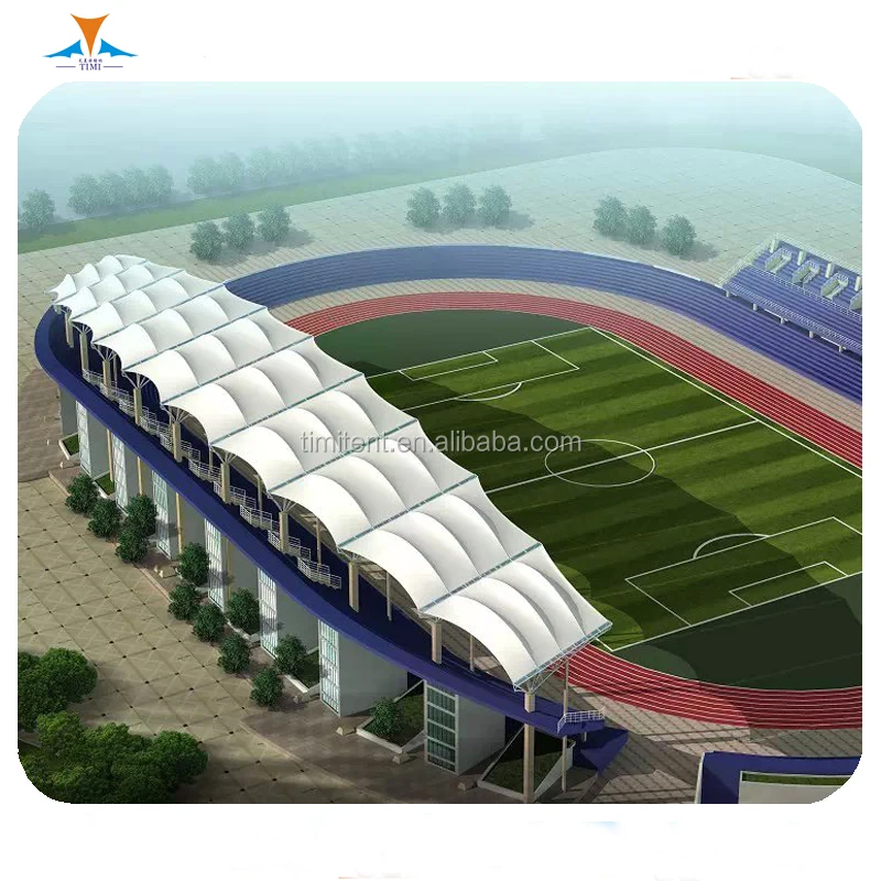 2021 Prefabricated PVDF fabric roof steel shade structure stadium bleacher tensile tent structures