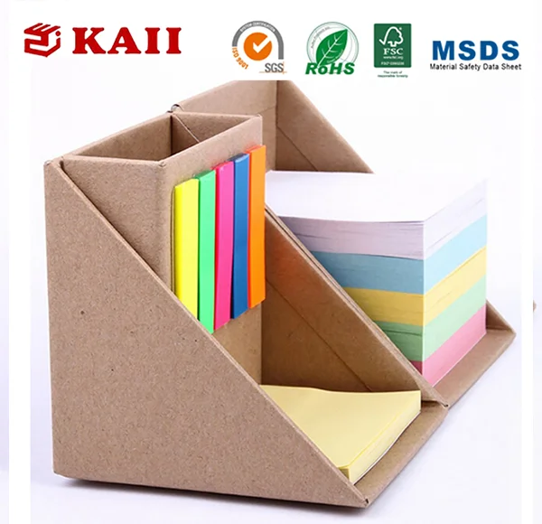 
KAII Promotional Foldable Square Cube Kraft Paper Sticky Note Memo Pad Box 