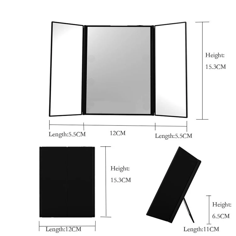Трехскладное простое дорожное складное одностороннее Зеркало компактное неосвещенное портативное косметическое зеркало для макияжа легко носить с собой