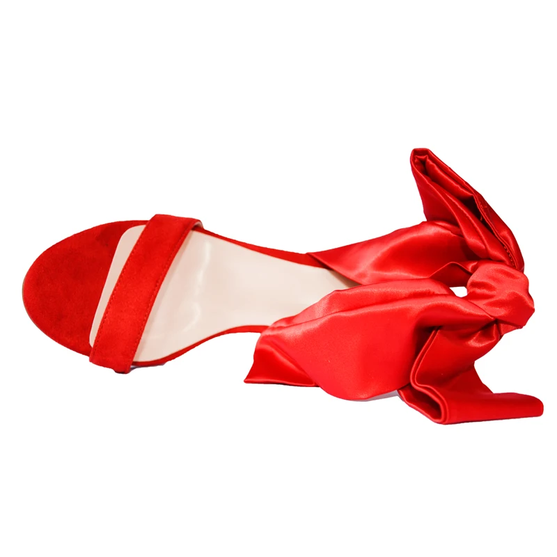 
factory direct best quality color fashion suede and silk material open toe chunky heel sandals shoes women 