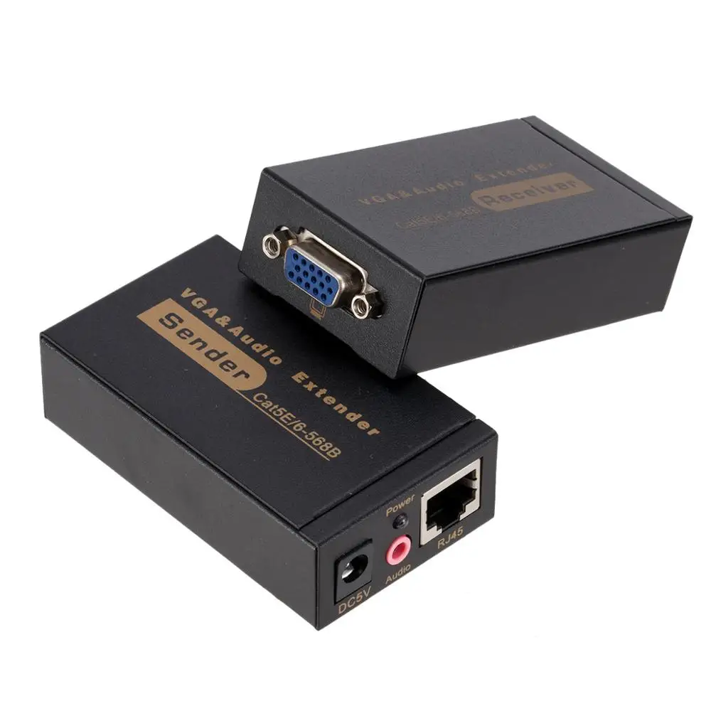 100m HD 1080P VGA UTP Extender 1x1 Splitter with 3.5mm Audio RJ45/cat5e/6 ethernet cable for projector HDTV PC VE100