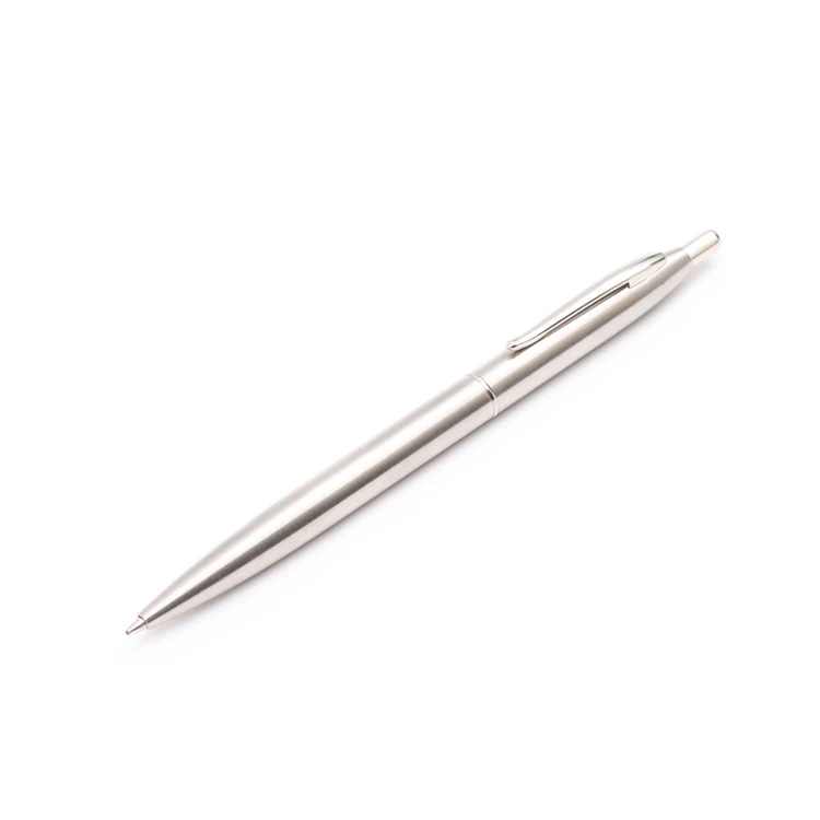 
Design shinny glossy luxury stainless steel pocket slim ballpoint hotel metal pen signature 