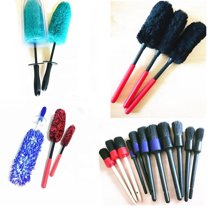 auto vehicle wheel woolies tyre rim cleaner wool brush set car tire detailing brush