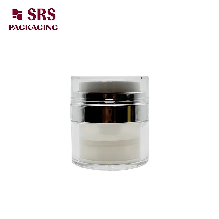 SRS empty 15ml 30ml 50ml round shape clear cosmetic acrylic airless jar