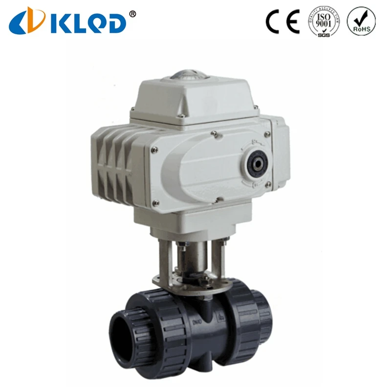 UPVC 2 Way Electric Motorized Valve Flow Control Ball Valve Plastic Shutoff Valves