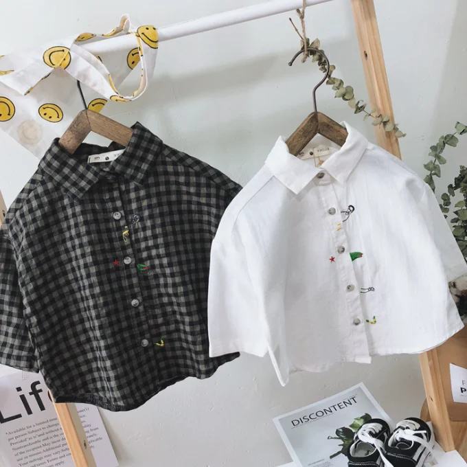 
YY10096A New autumn baby boy turn-down collar plaid long sleeve shirt 