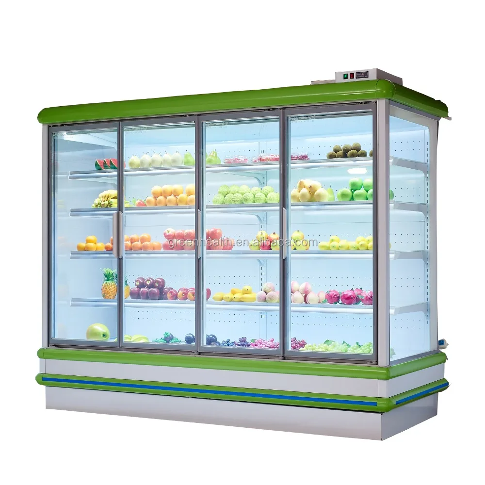 Green&Health Commercial Remote System Open Chiller / Multideck Open Chiller Food Cart to Customer Used Cooling System