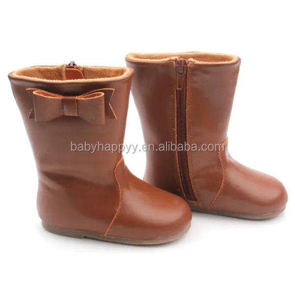 2016 New design leather kids winter boots hard sole healthy kids boots children boots