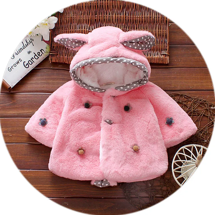 
wholesale baby coat imitate fur 6 month cute ear winter baby hoodie coat 