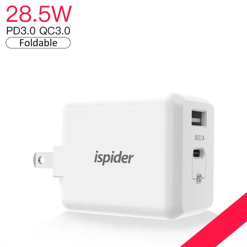 Оптовая продажа Универсальный качество двойной порты быстрый тип C USB зарядное устройство складной стены путешествия