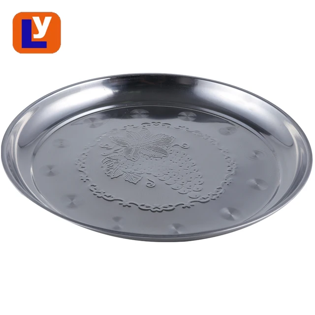 Круглый поднос для еды из нержавеющей стали, 25-80 см