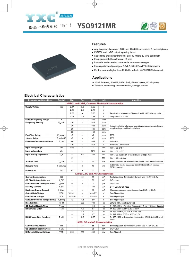 80 МГц 7050 3.3 В 6pin SMD программируемый осциллятор 25ppm LVDS 80 мГц mems MEMS колебательный контур