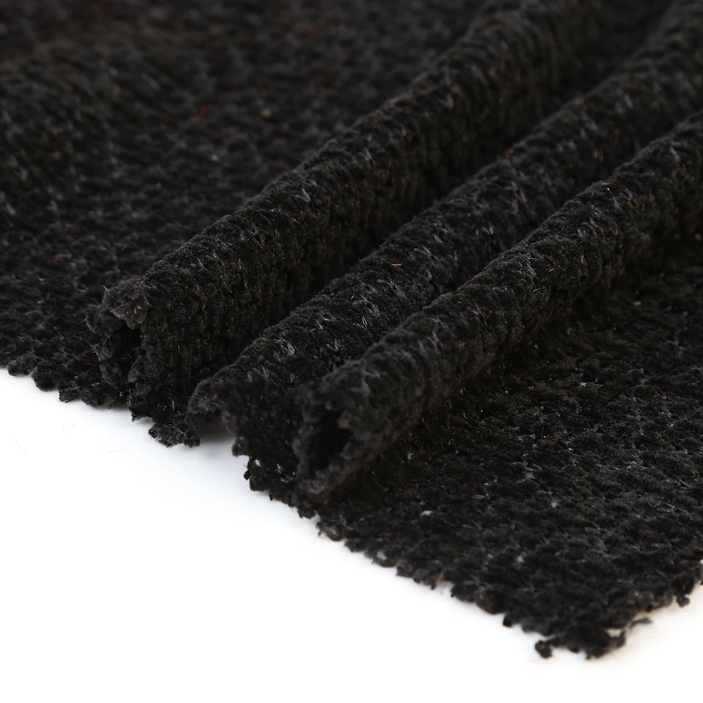 China shaoxing supplier chenille velvet jacquard single jersey fabric knitted