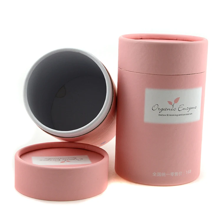 Round pink cardboard box decorated cylinder cardboard boxes