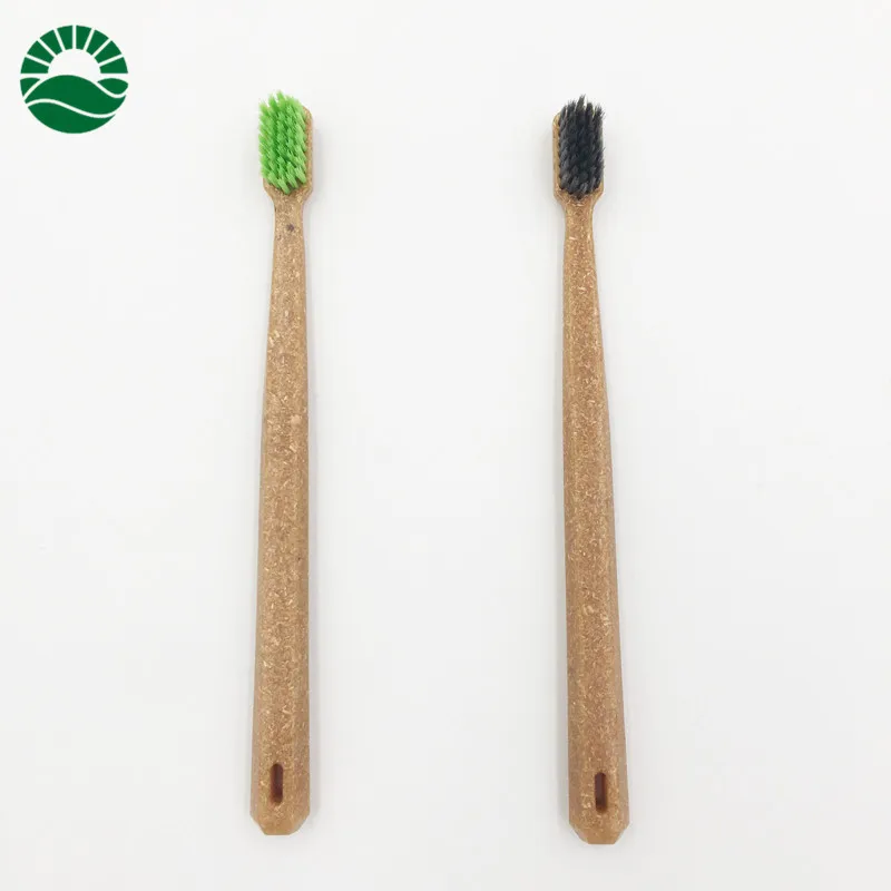 
New Wooden Charcoal Fiber Handle Bamboo or Green Tea Fiber Bristle Biodegradable Toothbrush 