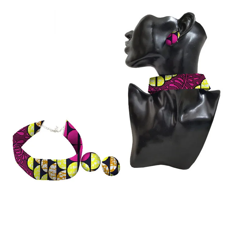 African Ankara Handmade Chokers Necklace Earrings African Print Choker Bold Tribal Ethnic Fabric Choker Necklace Gift WYX08