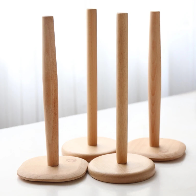 
Beech wood roller holder with thick base 