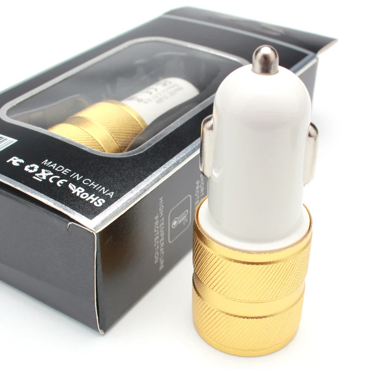 Двухслойное компактное автомобильное зарядное устройство из алюминиевого сплава с 2 usb-портами