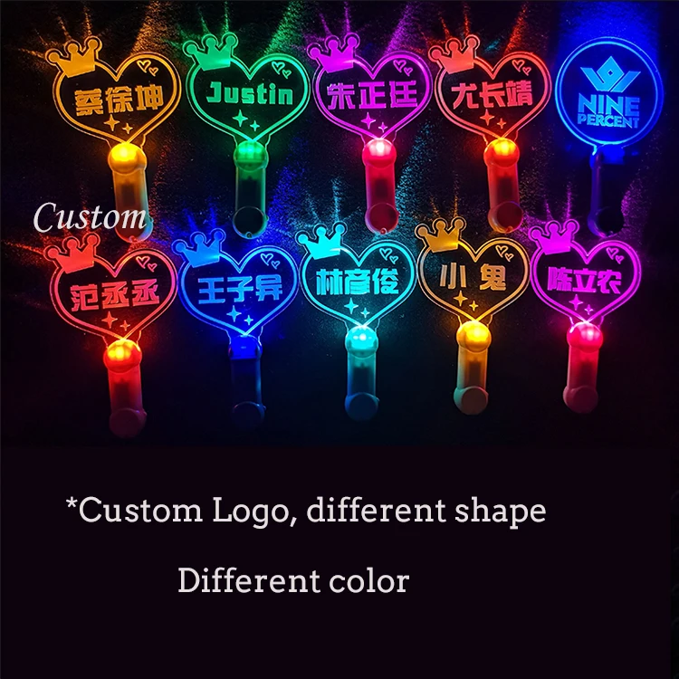 Party And Concert Favour LED lighting Acrylic Rainbow Stick, Singer Name printed LED Cheering Promotional Glowing Stick