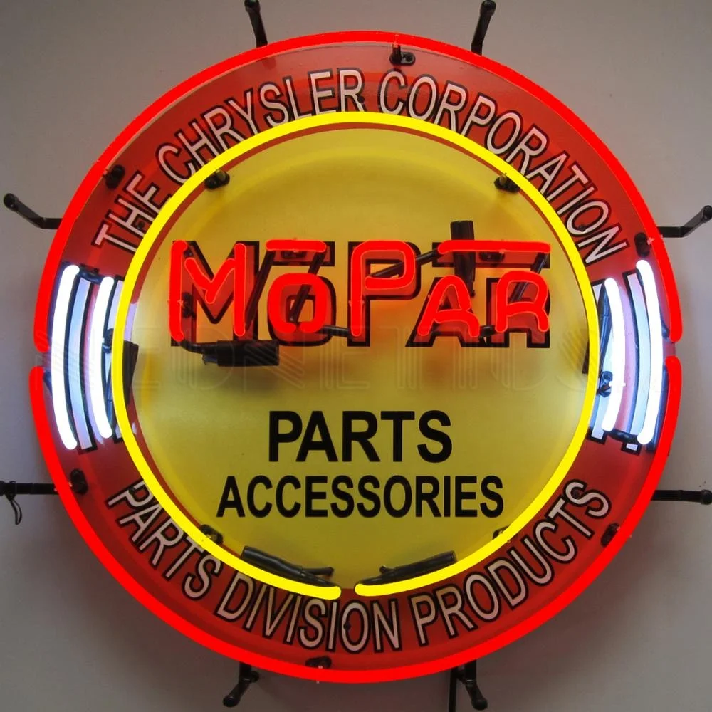 Vintage neon lights oem china factory shanghai Antuo neon glass light custom logo metal grid Mopar neon light