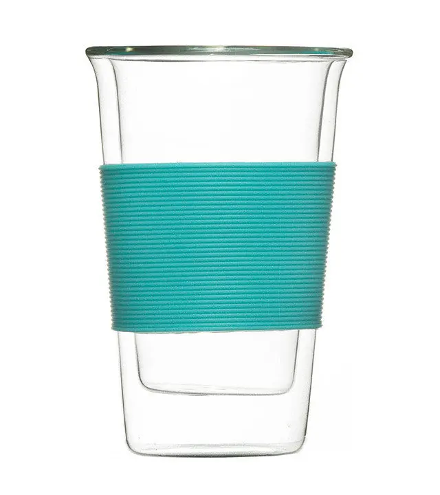 Household with silicone sleeve lid high clear pyrex glass travel coffee mug
