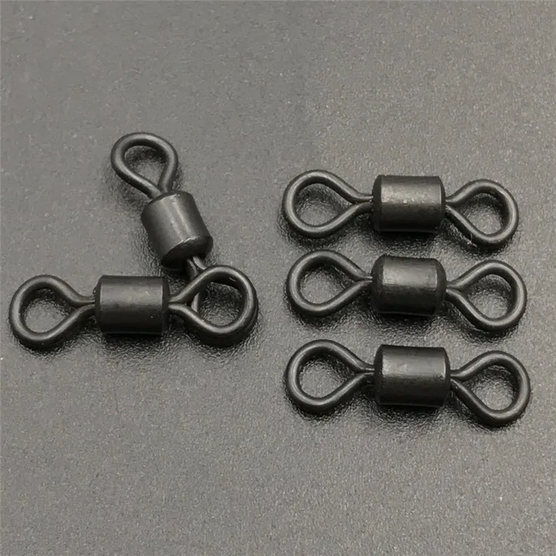 carp fishing accessories size 8 Rolling swivels matte black color for hook rigs