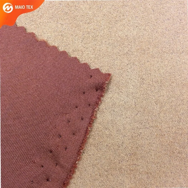 
wholesale 4 way stretch polyester spandex scuba suede fabric with jersey bonding 