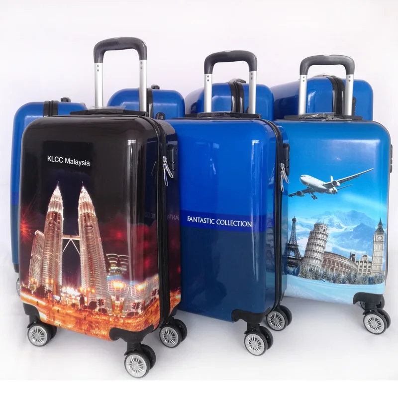 10 pc set SKD OEM plastic roller trolley case ABS PC printed hard shell luggage set