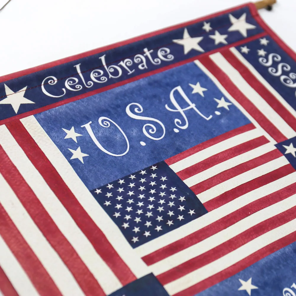Wholesale 4th July Decoration American Canvas Hanging Flag