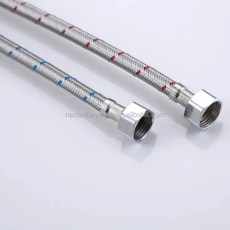 NSH1 blue and red stainless steel braided hose with EPDM rubber hose inside 60cm shower hose