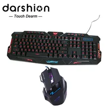 LED keyboard 3-Color Keyboard Switch backlit keyboard+Colorful gaming mouse breathing light eSports Gaming Mouse 7 buttons