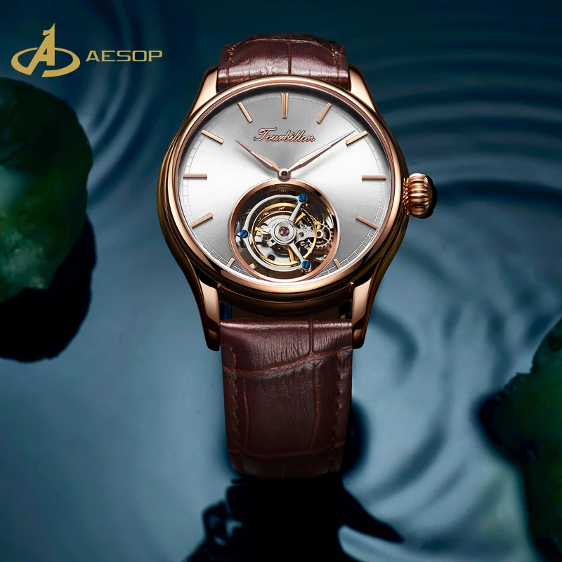 Aesop mechanical watch tourbillon business fashion waterproof tourbillon automatic mechanical watch