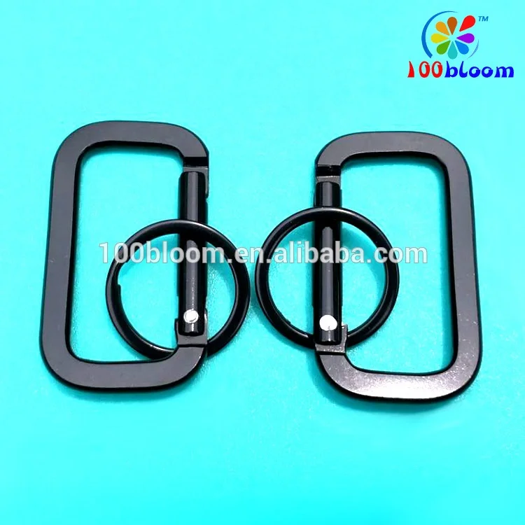Factory wholesale 5 cm aluminum hook flat square cheap carabiner keychain as bag accessories & parts key holder