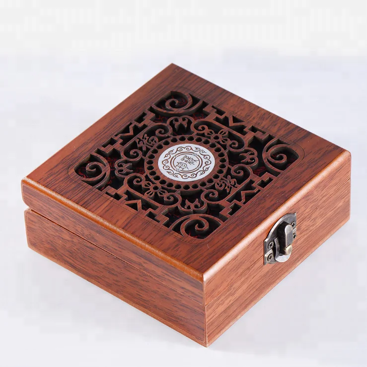 Custom Hand Made Antique Carved Packaging Wooden Gift Craft Box with Hinge